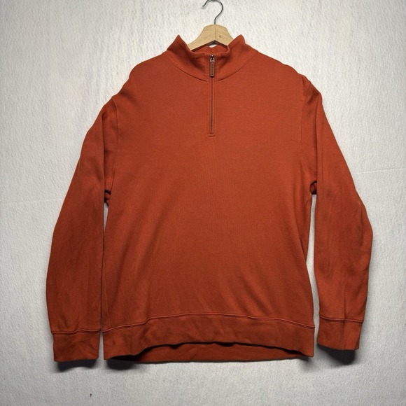 Lands' End Other - Lands End Mens Large Burnt Orange‎ 100% Cotton Quarter Zip Pullover Sweater